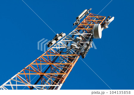 Communications tower with antenna Communications tower with antenna 104135858
