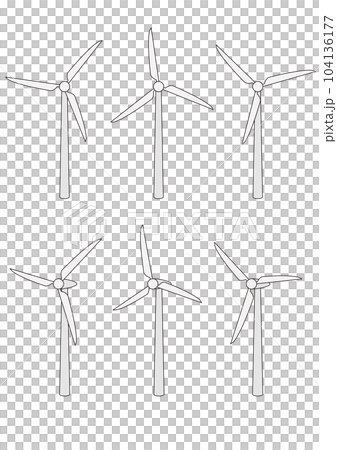 A set of illustrations of wind turbines for... - Stock Illustration ...