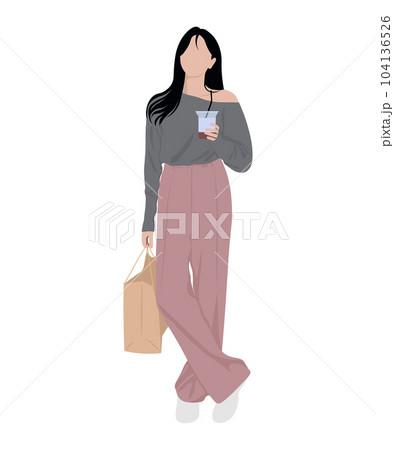 Beautiful and cute girl in stylish and fashionable clothes on a white background. Vector illustration in a flat style. 104136526