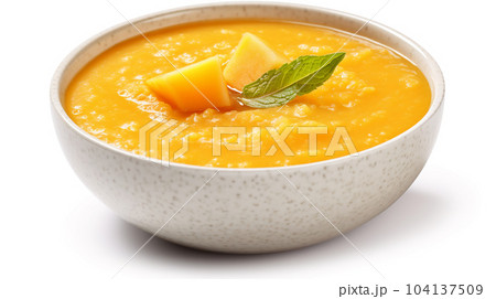 Delicious pumpkin puree soup, for restaurant menu, healthy eating concept 104137509