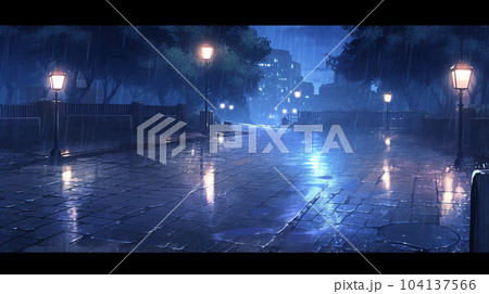 アニメ調背景【雨の道】のイラスト素材 [104137566] - PIXTA