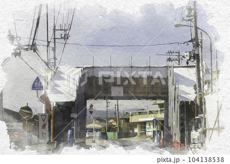 水彩画風 歩道橋改修工事 岡山県倉敷市 水彩画風 歩道橋改修工事 岡山県倉敷市 104138538