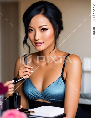 化粧する女性 化粧する女性 104138547