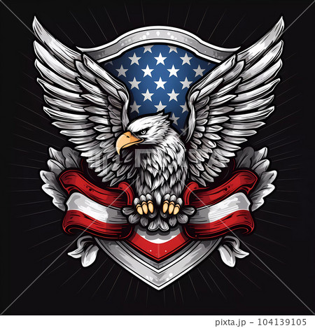 USA Flag with American Eagle Emblem USA Flag with American Eagle Emblem 104139105