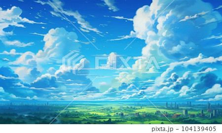 夏の青空の爽やか雲背景 104139405