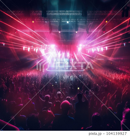 Dj party people enjoy of music dancing sound with colorful light, Spotlights and lights. Dj party people enjoy of music dancing sound with colorful light, Spotlights and lights. 104139927