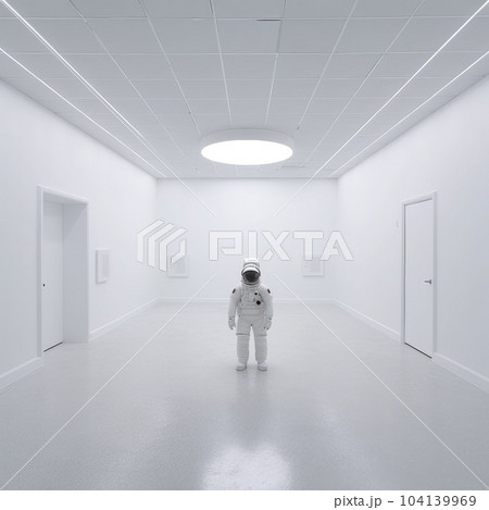 Alone astronaut in white room. Alone astronaut in white room. 104139969