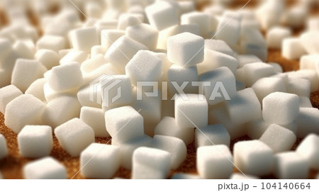 Pieces of white refined sugar, calories, diabetes prevention concept 104140664