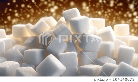 Pieces of white refined sugar, calories, diabetes prevention concept 104140675
