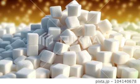 Pieces of white refined sugar, calories, diabetes prevention concept Pieces of white refined sugar, calories, diabetes prevention concept 104140678