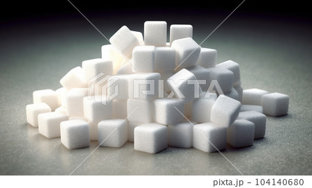 Pieces of white refined sugar, calories, diabetes prevention concept 104140680