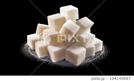 Pieces of white refined sugar, calories, diabetes prevention concept Pieces of white refined sugar, calories, diabetes prevention concept 104140687