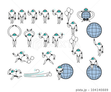 立つ指さす走る地球を操作するほか様々な生成AIまたはヒューマノイド セット イラスト素材 立つ指さす走る地球を操作するほか様々な生成AIまたはヒューマノイド セット イラスト素材 104140889