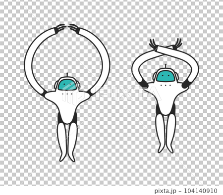 大きく丸じるしとバツじるしを表す生成AIまたヒューマノイド　セット　イラスト素材 104140910