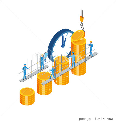 資産形成を行う作業員達 104141408