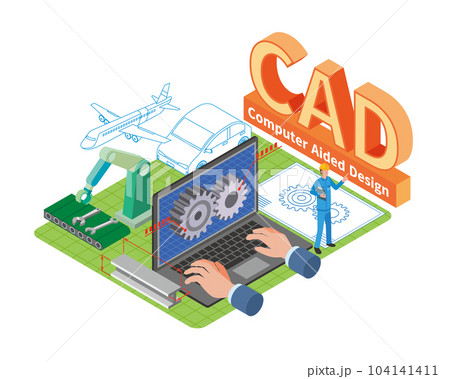 機械CAD設計のイメージイラスト 機械CAD設計のイメージイラスト 104141411