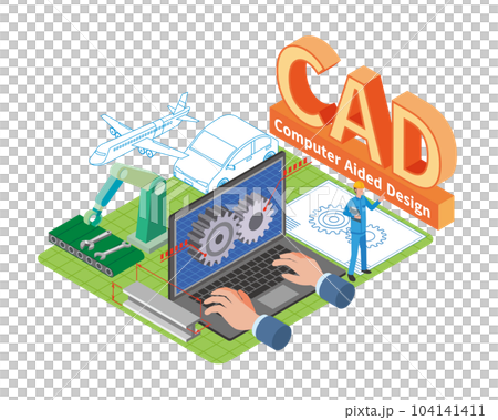機械CAD設計のイメージイラスト 機械CAD設計のイメージイラスト 104141411