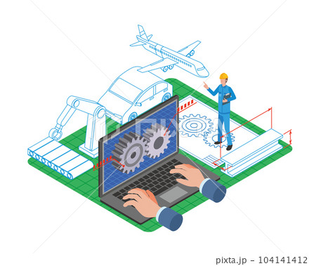 機械CAD設計のイメージイラスト 機械CAD設計のイメージイラスト 104141412