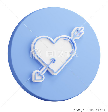 3D button rendering of Arrow pierced heart. Valentines day sivol, heart pierced by an arrow. Realistic blue white PNG illustration isolated on transparent background 3D button rendering of Arrow pierced heart. Valentines day sivol, heart pierced by an arrow. Realistic blue white PNG illustration isolated on transparent background 104141474