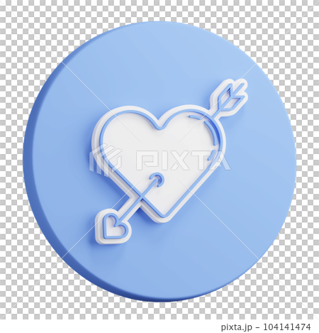 3D button rendering of Arrow pierced heart. Valentines day sivol, heart pierced by an arrow. Realistic blue white PNG illustration isolated on transparent background 3D button rendering of Arrow pierced heart. Valentines day sivol, heart pierced by an arrow. Realistic blue white PNG illustration isolated on transparent background 104141474