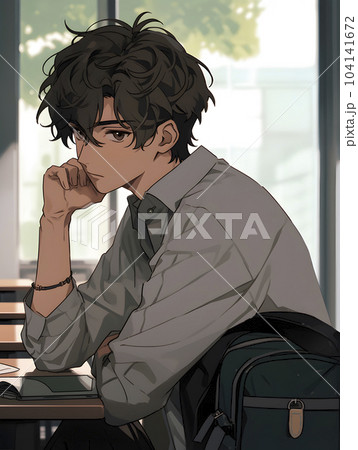 カッコいい男子高生　教室にて（Generative AI） 104141672