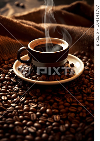 a cup of aroma black coffee 104141767
