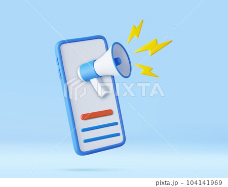 Marketing time concept, realistic 3d megaphone, 104141969