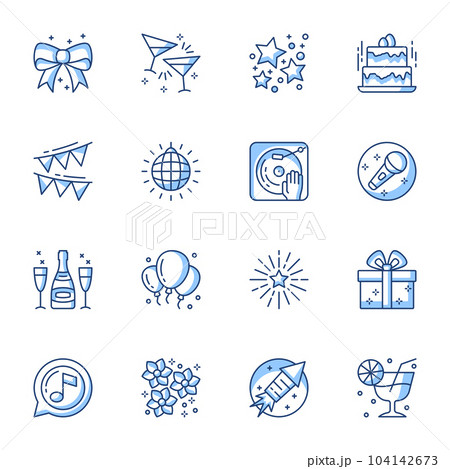 Party line icons set Party line icons set 104142673