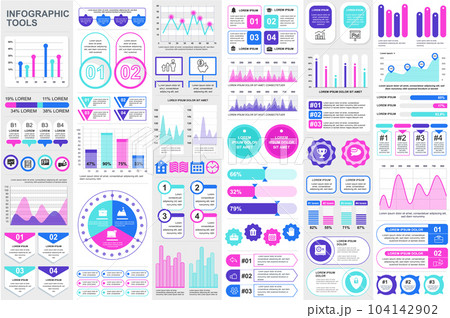 Bundle infographic elements data visualization vector design template. Can be used for steps, business processes, workflow, diagram, flowchart concept, timeline, marketing icons, info graphics. Bundle infographic elements data visualization vector design template. Can be used for steps, business processes, workflow, diagram, flowchart concept, timeline, marketing icons, info graphics. 104142902
