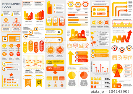 Bundle infographic elements data visualization vector design template. Can be used for steps, business processes, workflow, diagram, flowchart concept, timeline, marketing icons, info graphics. 104142905
