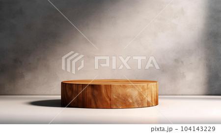 Wooden podium on the background of a concrete...のイラスト素材