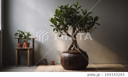 one room in the house There are beautifully decorated air-purifying plants. There is a background wallpaper. , Generative AI one room in the house There are beautifully decorated air-purifying plants. There is a background wallpaper. , Generative AI 104143265