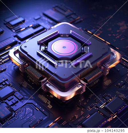 A processor (CPU) on a circuit board 104143295