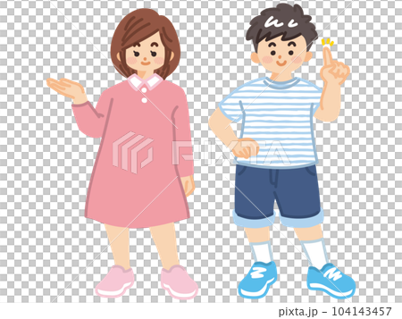 紹介する子供たち　手差し　指差し 104143457