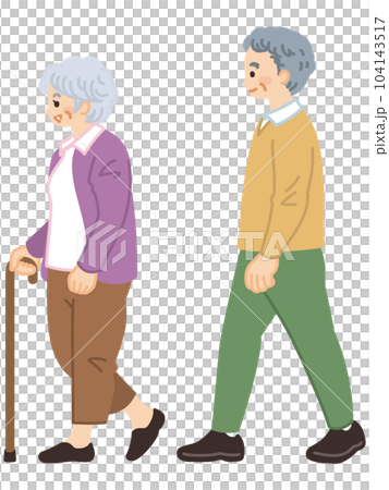 Elderly couple enjoying a walk 104143517