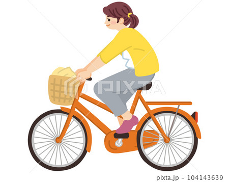 自転車を漕ぐ若い女性 自転車を漕ぐ若い女性 104143639
