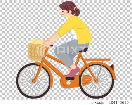 自転車を漕ぐ若い女性 自転車を漕ぐ若い女性 104143639