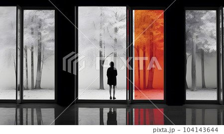 木々を見つめる人 104143644
