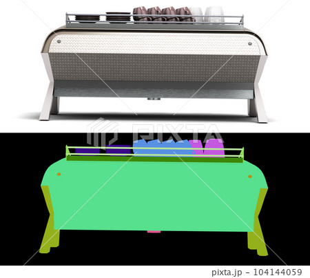 new professional coffee machine back view 3d render on white with colored alpha 104144059