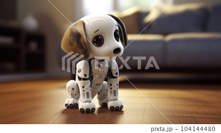 cute robot puppy in the home 104144480
