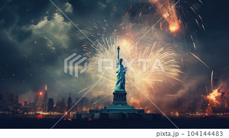 fireworks in the city of Night America 104144483