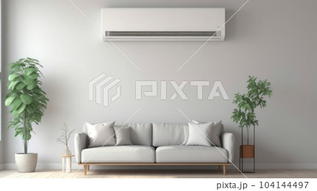 modern living room with sofa and air conditioner 104144497