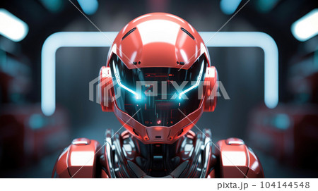 The robot wearing helmet The robot wearing helmet 104144548