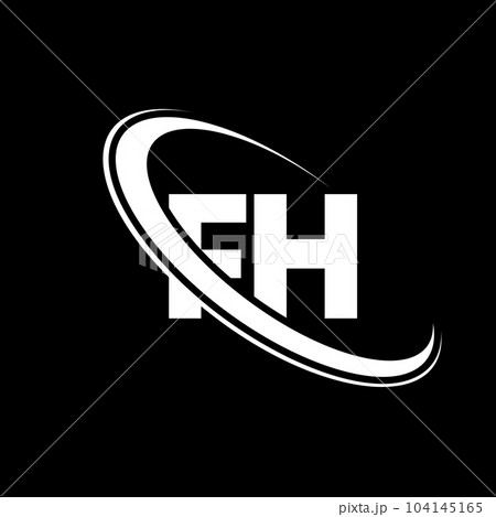 FH logo. F H design. White FH letter. FH/F H letter logo design. Initial letter FH linked circle uppercase monogram logo. 104145165