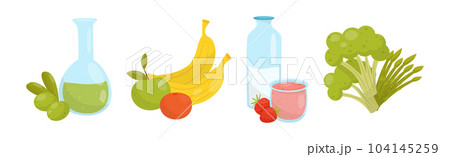Healthy Balanced Food and Nutrition with Macronutrients Vector Set 104145259