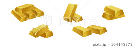 Golden Bar or Ingot Pile as Precious Metal Vector Set 104145275