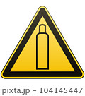 Gas balloon. Attention is dangerous. Warning sign. Safety precautions. Yellow triangle with a black image. Vector illustrations. 104145447