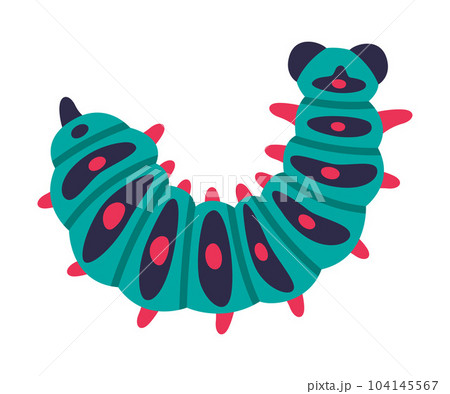 Bright Caterpillar as Larval Stage of Insect Crawling and Creeping Vector Illustration 104145567