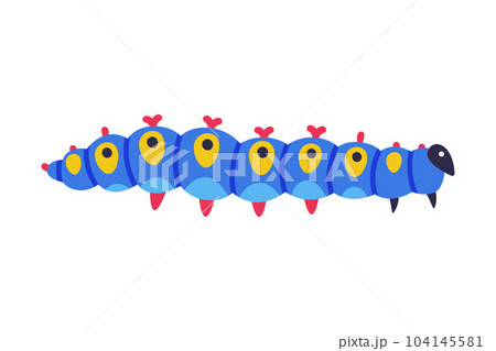 Blue Caterpillar as Larval Stage of Insect Crawling and Creeping Vector Illustration 104145581
