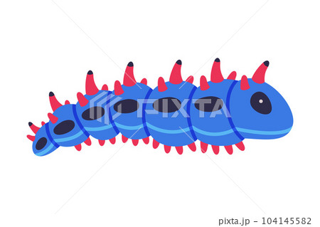 Blue Caterpillar as Larval Stage of Insect Crawling and Creeping Vector Illustration 104145582